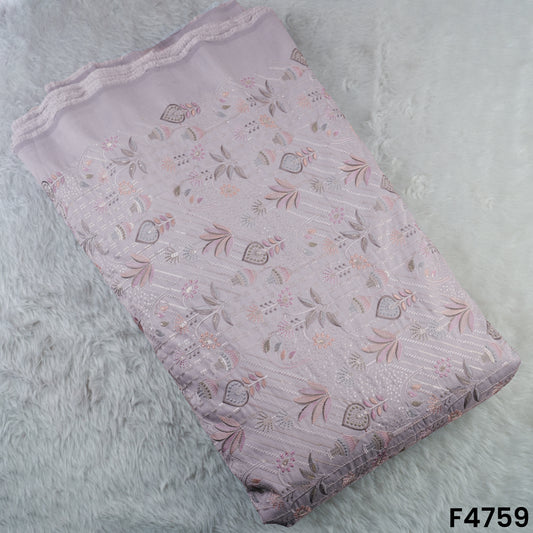 Thread Sequins Embroidered Cotton Silk Fabric- F4759