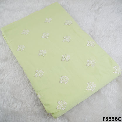 Thread Sequins Embroidered Cambric Cotton Fabric- F3896