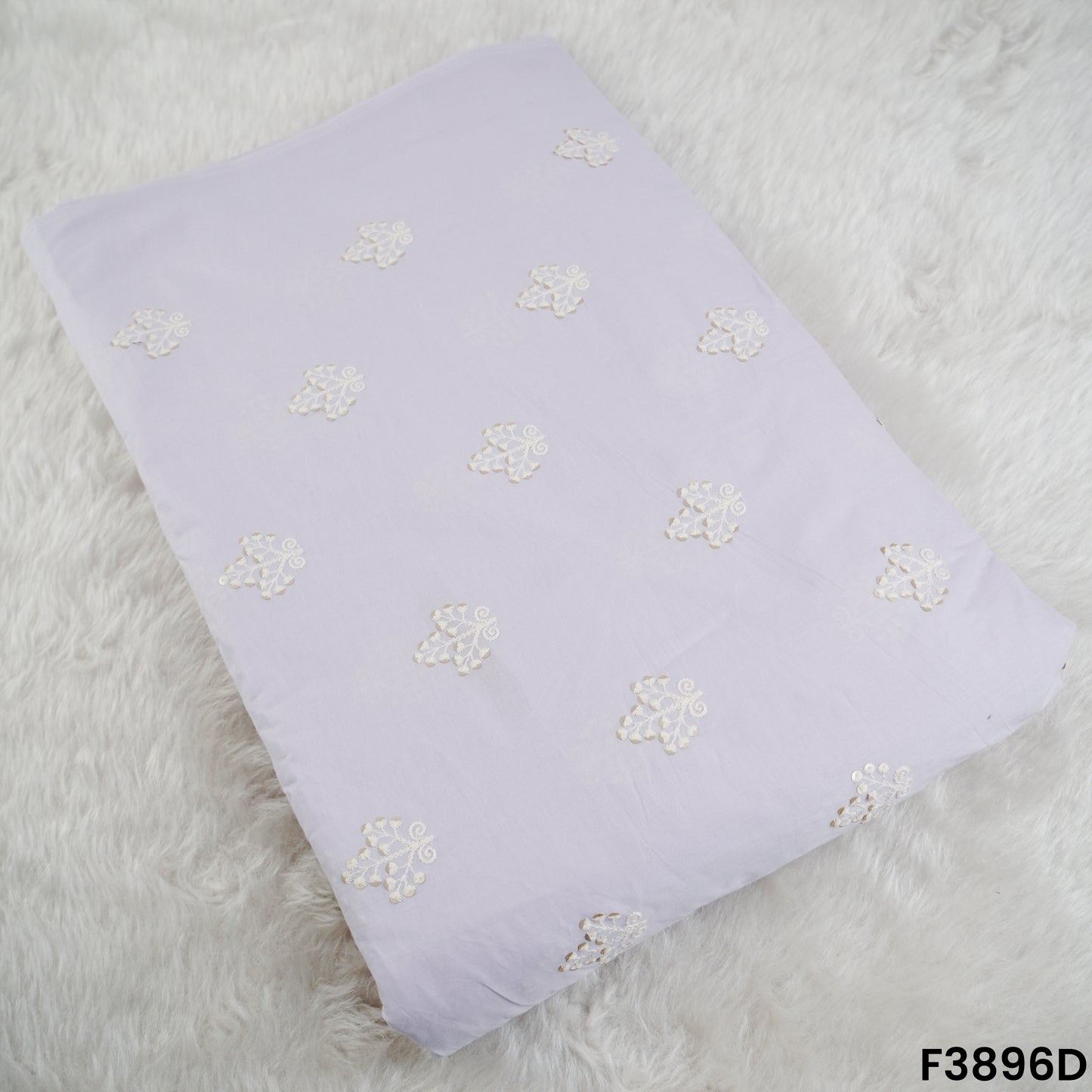 Thread Sequins Embroidered Cambric Cotton Fabric- F3896