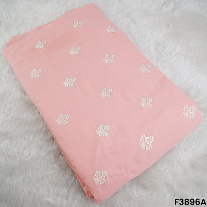 Thread Sequins Embroidered Cambric Cotton Fabric- F3896