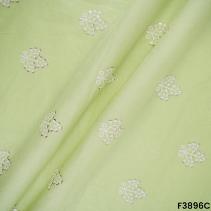 Thread Sequins Embroidered Cambric Cotton Fabric- F3896