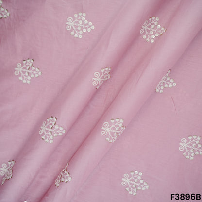 Thread Sequins Embroidered Cambric Cotton Fabric- F3896