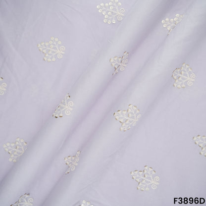 Thread Sequins Embroidered Cambric Cotton Fabric- F3896
