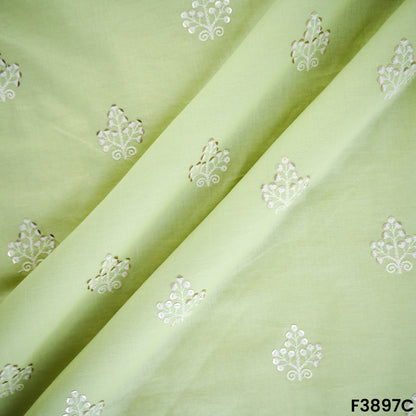 Thread Sequins Embroidered Cambric Cotton Fabric- F3897
