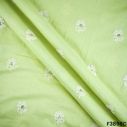 Thread Sequins Embroidered Cambric Cotton Fabric- F3898