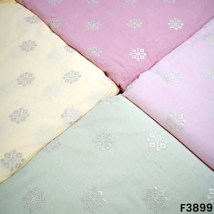 Thread Sequins Embroidered Cambric Cotton Fabric- F3899