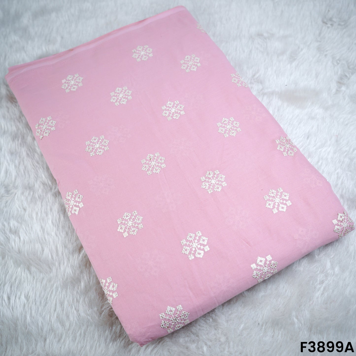 Thread Sequins Embroidered Cambric Cotton Fabric- F3899