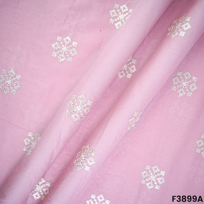 Thread Sequins Embroidered Cambric Cotton Fabric- F3899