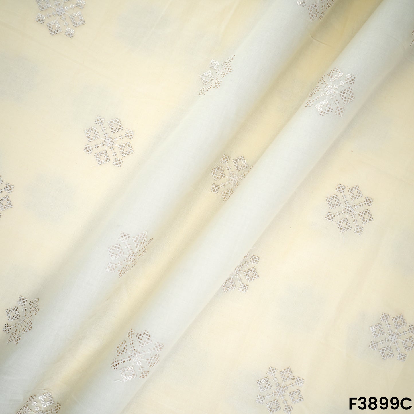 Thread Sequins Embroidered Cambric Cotton Fabric- F3899