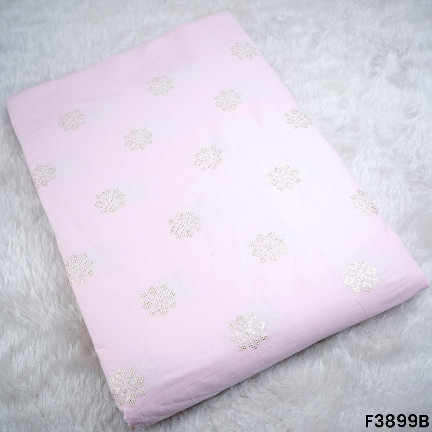 Thread Sequins Embroidered Cambric Cotton Fabric- F3899