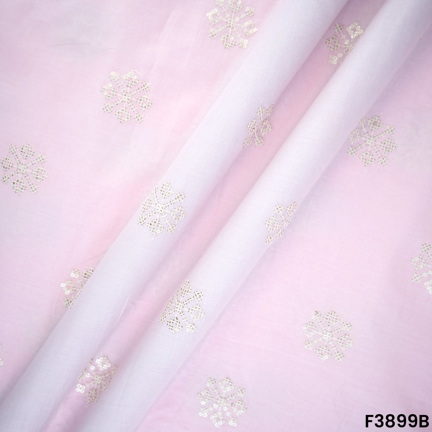 Thread Sequins Embroidered Cambric Cotton Fabric- F3899