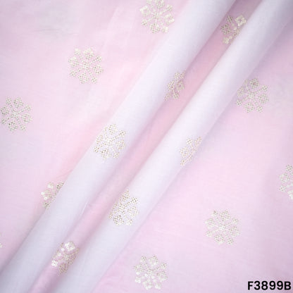 Thread Sequins Embroidered Cambric Cotton Fabric- F3899