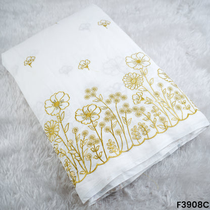 Thread Sequin Embroidered Kora Cotton Fabric- F3908