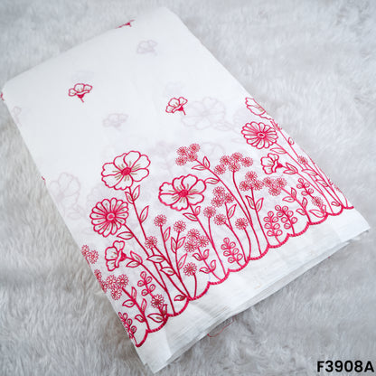 Thread Sequin Embroidered Kora Cotton Fabric- F3908