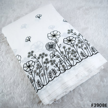 Thread Sequin Embroidered Kora Cotton Fabric- F3908