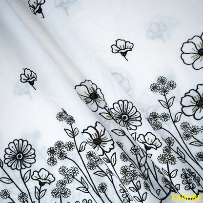 Thread Sequin Embroidered Kora Cotton Fabric- F3908