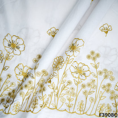 Thread Sequin Embroidered Kora Cotton Fabric- F3908