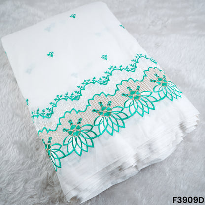 Thread Sequin Embroidered Kora Cotton Fabric- F3909