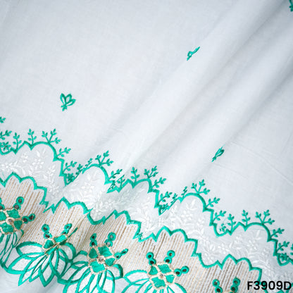 Thread Sequin Embroidered Kora Cotton Fabric- F3909