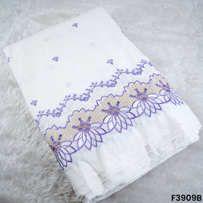 Thread Sequin Embroidered Kora Cotton Fabric- F3909
