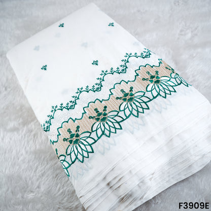 Thread Sequin Embroidered Kora Cotton Fabric- F3909