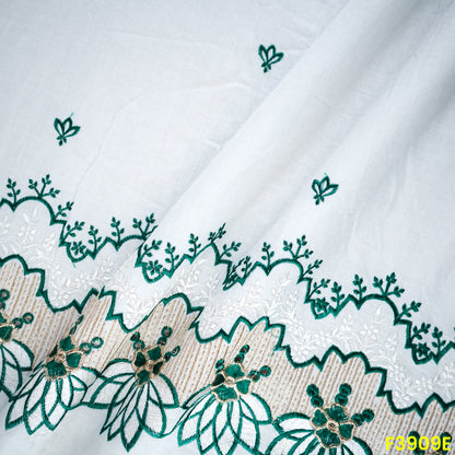 Thread Sequin Embroidered Kora Cotton Fabric- F3909
