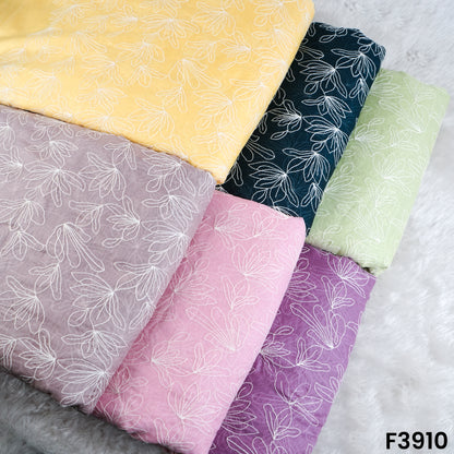 Thread Embroidered Mul Chanderi Fabric- F3910