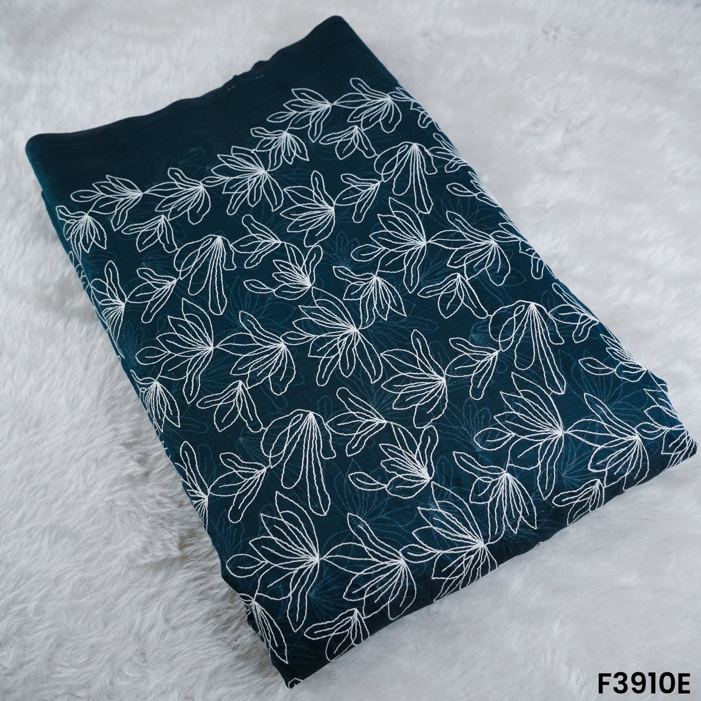 Thread Embroidered Mul Chanderi Fabric- F3910