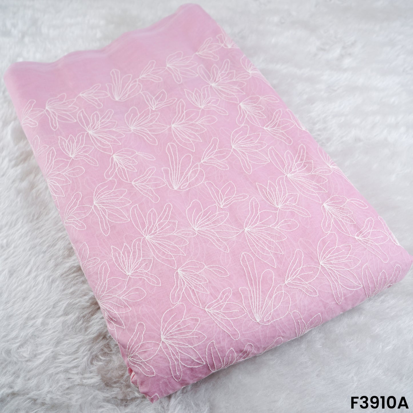 Thread Embroidered Mul Chanderi Fabric- F3910