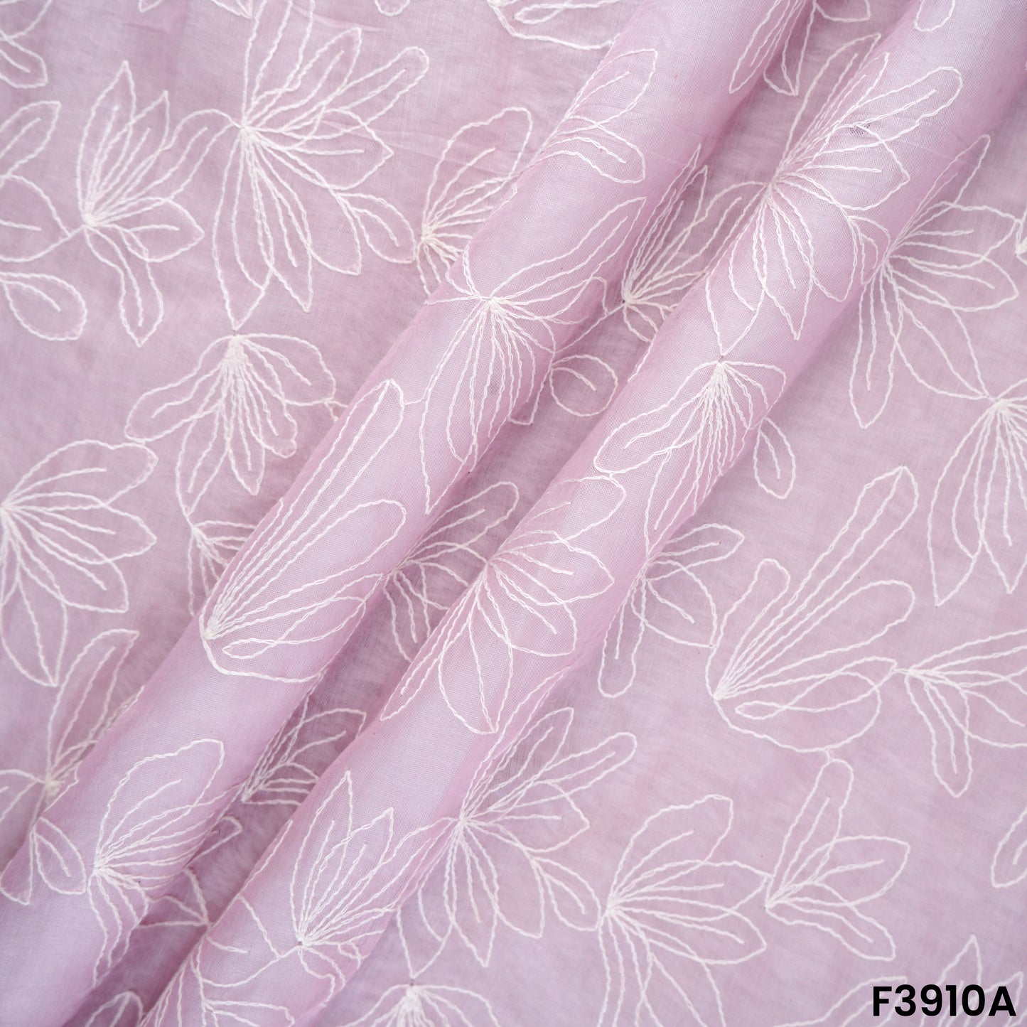 Thread Embroidered Mul Chanderi Fabric- F3910