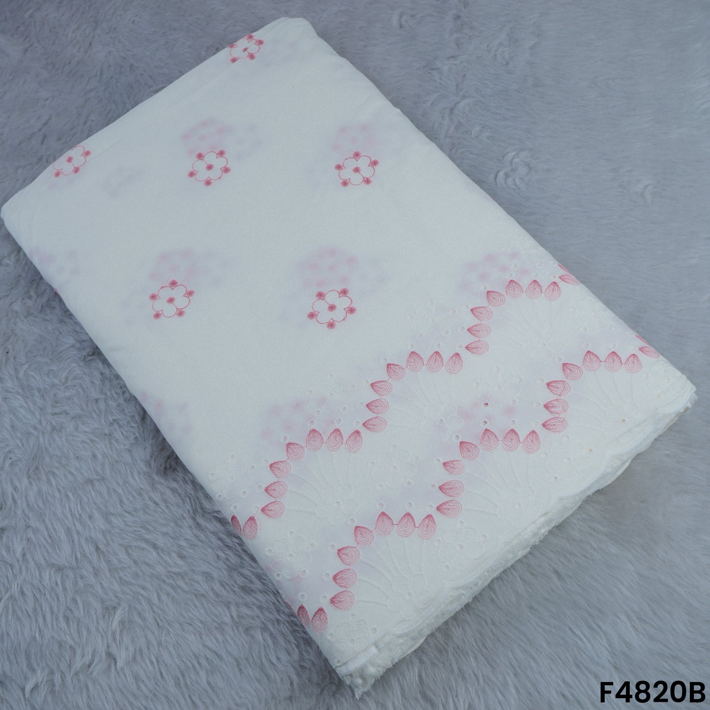 Thread Embroidered Hakoba Cotton Fabric- F4820