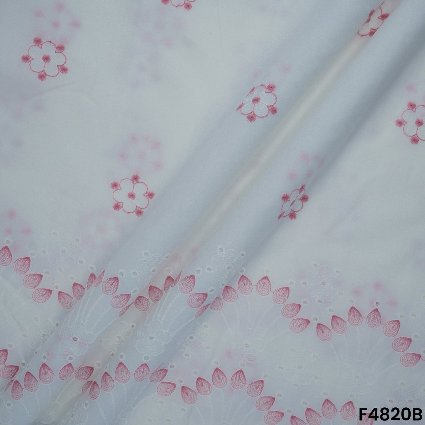 Thread Embroidered Hakoba Cotton Fabric- F4820