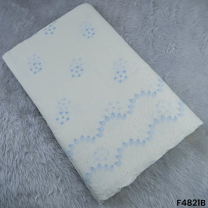 Thread Embroidered Hakoba Cotton Fabric- F4821