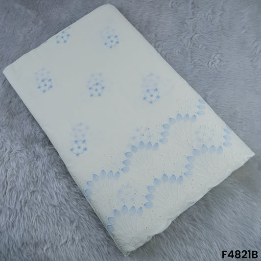 Thread Embroidered Hakoba Cotton Fabric- F4821