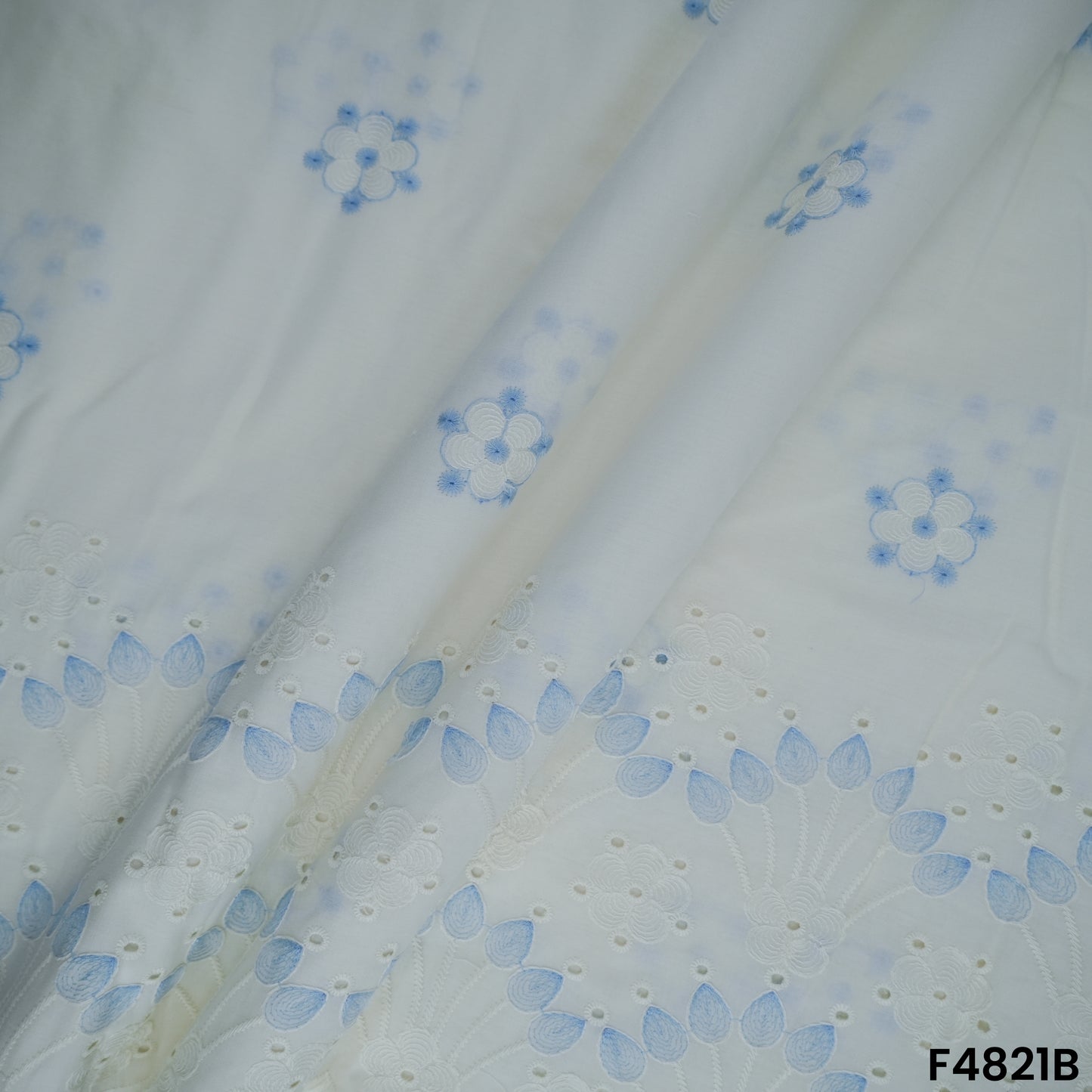 Thread Embroidered Hakoba Cotton Fabric- F4821