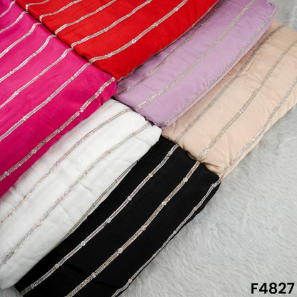 Zari Sequins Work Chinon Chiffon Fabric- F4827