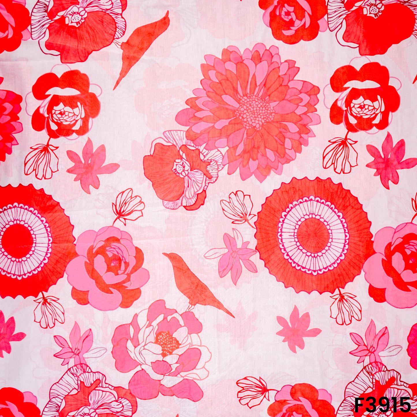 Floral Printed Mul Cotton Fabric- F3915