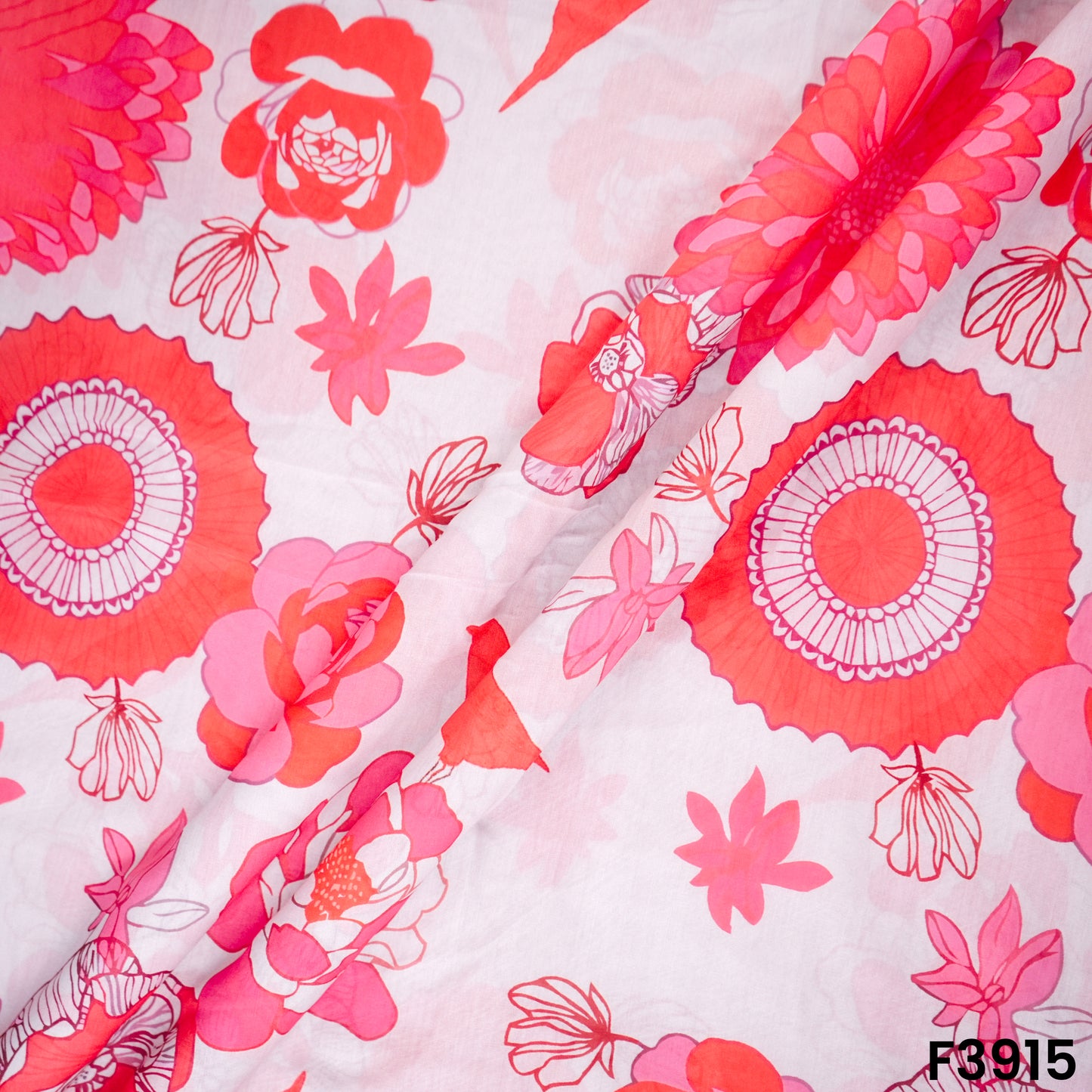 Floral Printed Mul Cotton Fabric- F3915