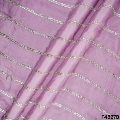 Zari Sequins Work Chinon Chiffon Fabric- F4827