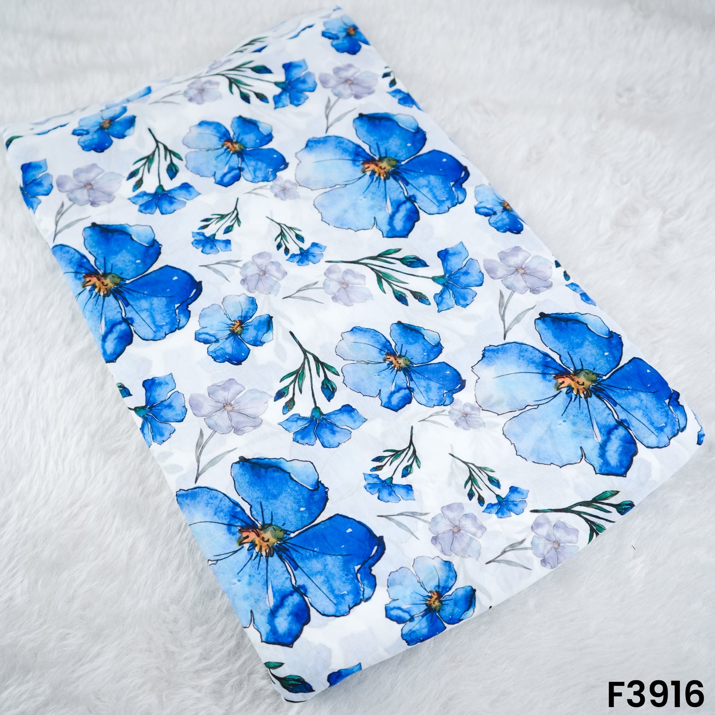 Floral Printed Mul Cotton Fabric- F3916