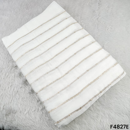 Zari Sequins Work Chinon Chiffon Fabric- F4827