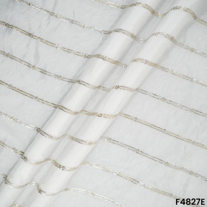 Zari Sequins Work Chinon Chiffon Fabric- F4827