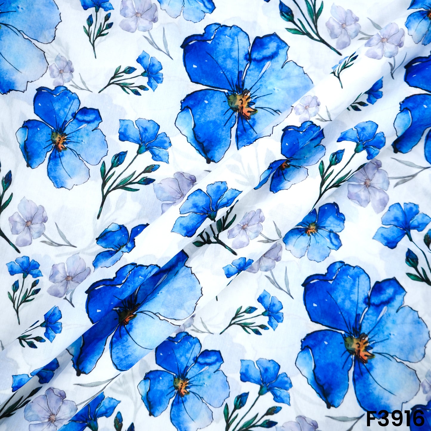 Floral Printed Mul Cotton Fabric- F3916