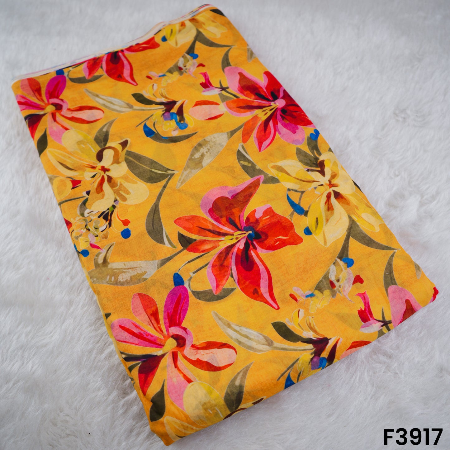 Floral Printed Mul Cotton Fabric- F3917