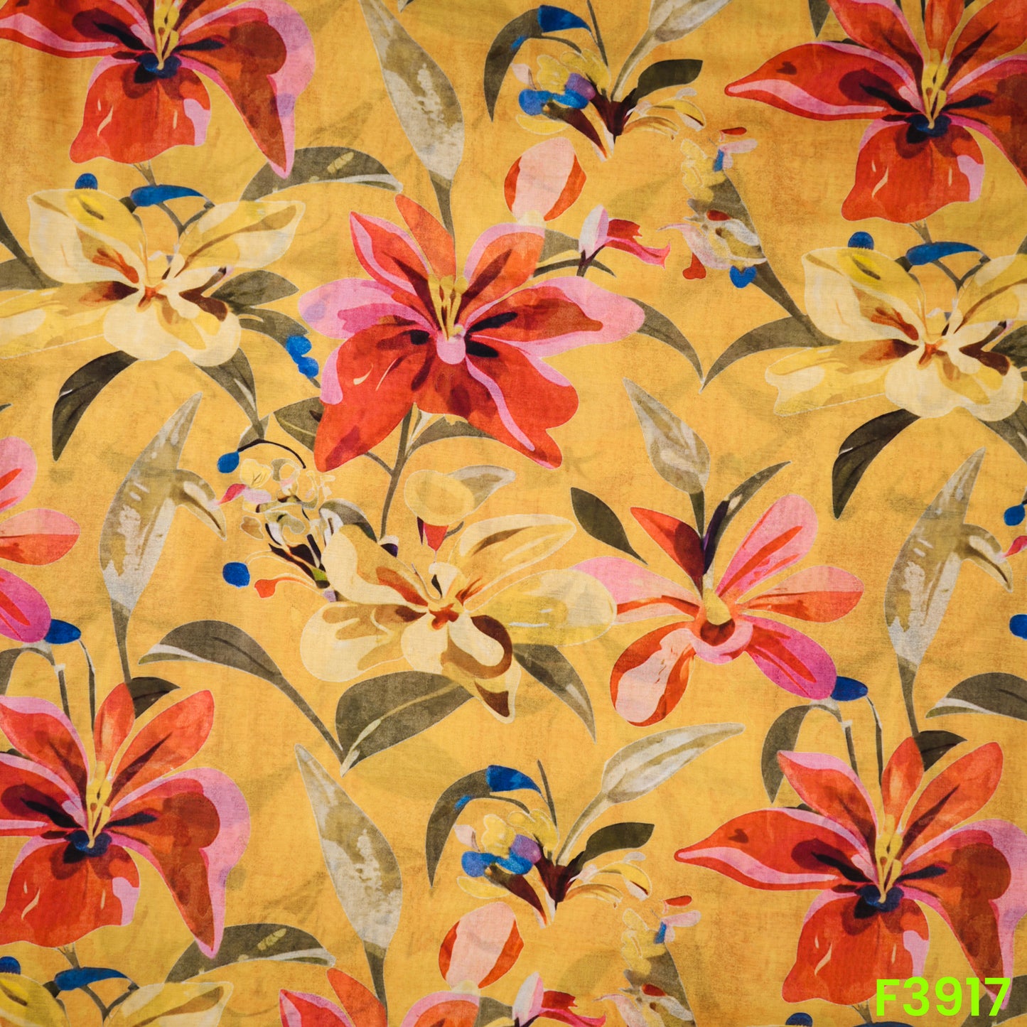 Floral Printed Mul Cotton Fabric- F3917