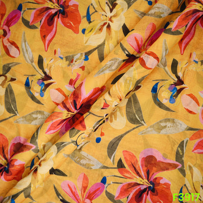 Floral Printed Mul Cotton Fabric- F3917