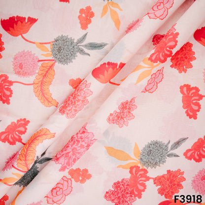 Floral Printed Mul Cotton Fabric- F3918