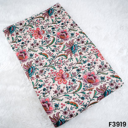 Floral Printed Mul Cotton Fabric- F3919