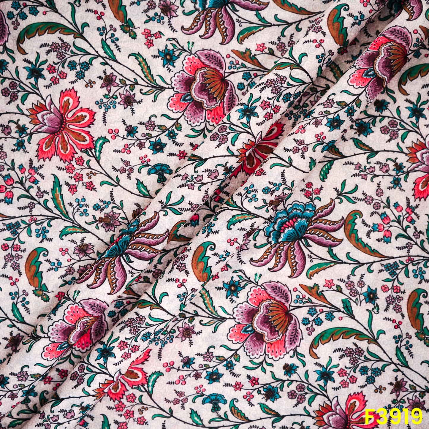 Floral Printed Mul Cotton Fabric- F3919