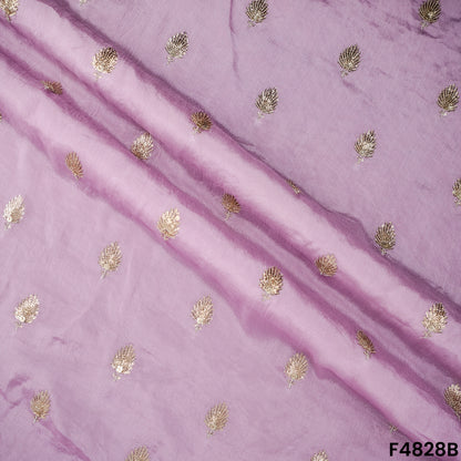 Zari Sequins Work Chinon Chiffon Fabric- F4828